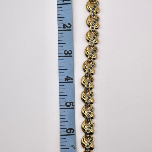 Camrose & Kross Gold Plated Sapphire Blue Crystal JBK Bracelet with Box - Picture 6 of 14